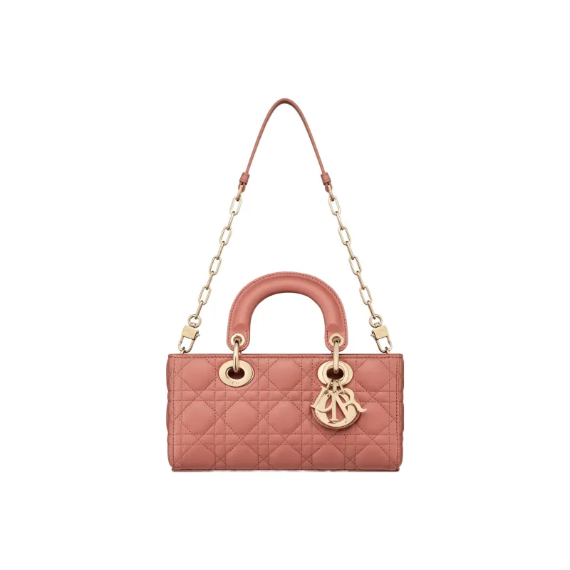 DIOR Lady D-JOY Sheepskin Daisie Bag Shoulder Bag Crossbody Bag Handbag Small Size Women's Soft Pink-4