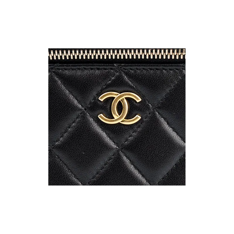 CHANEL 22BFW Sheepskin Box Bag, Makeup Bag, Shoulder Bag, Crossbody Bag Trumpets Women's Black-6
