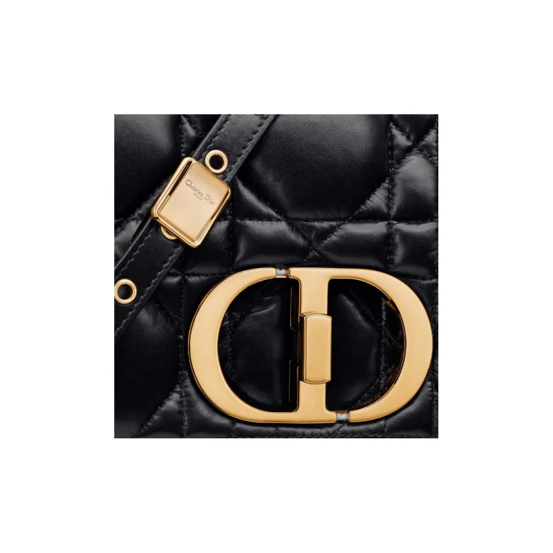 DIOR Caro Cow Leather Shoulder Bag, Crossbody Bag Medium Size Women's Black-5