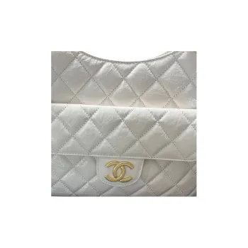 CHANEL HOBO Tmall Genie Oil Wax Calfskin Hobo Bag, Hippie Style Shoulder Bag, Crossbody Bag Medium Size Women's White
