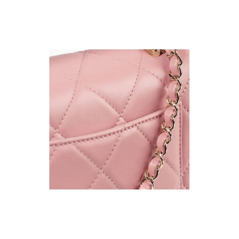 CHANEL 21B Fall Calfskin Handbag, Shoulder Bag, Crossbody Bag Trumpets Women's Dark Pink-2