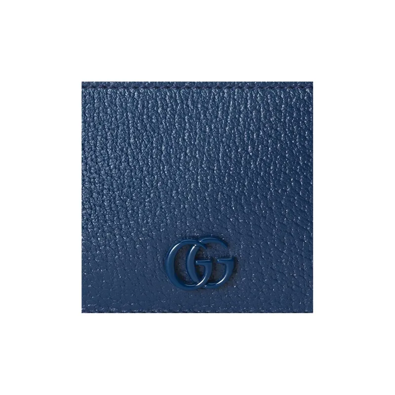 GUCCI GG Marmont Leather Card Holder Men's Blue-4