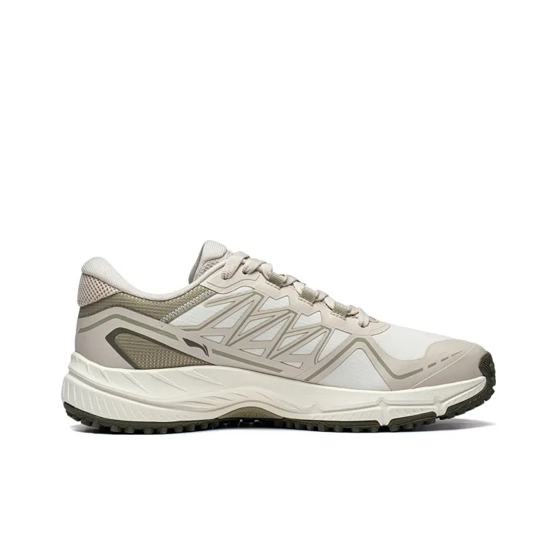LiNing Cushioned Slip Resistant Abrasion Resistant Low Top Trail Running Shoes Men's Gray Green-1