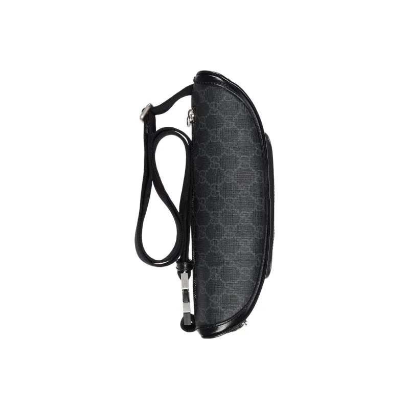 GUCCI Canvas With Leather Trim Fanny Pack Large Size Men's Black-5