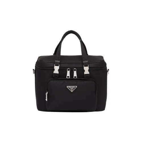 PRADA Recycled Nylon Blend Fabric Picnic Bag Handbag Men's Black