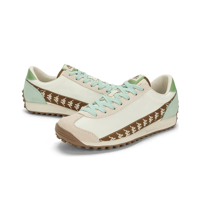 Kappa Anti Slip And Wear Resistant Breathable Low Top Casual Running Shoes Unisex Beige Green-4