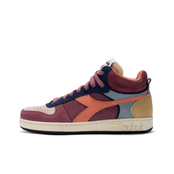 Diadora Magic Basket Anti Slip And Wear Resistant Breathable Mid Top Skateboard Shoes Women's Red Light Orange