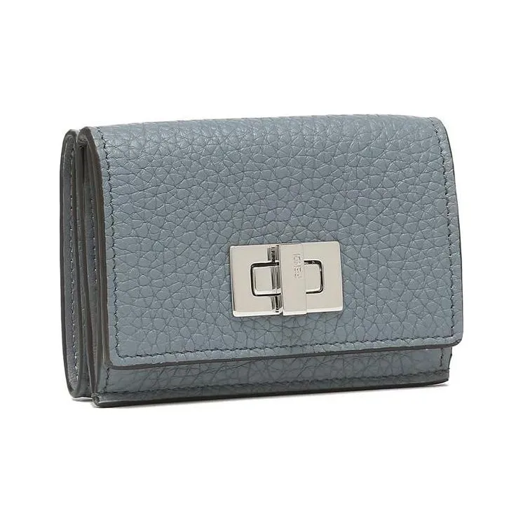 FENDI Peekaboo Cow Leather Wallet Women's Light Blue-1