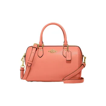 COACH Rowan Cross Grain Leather Handbag, Shoulder Bag, Crossbody Bag Medium Size Women's Coral