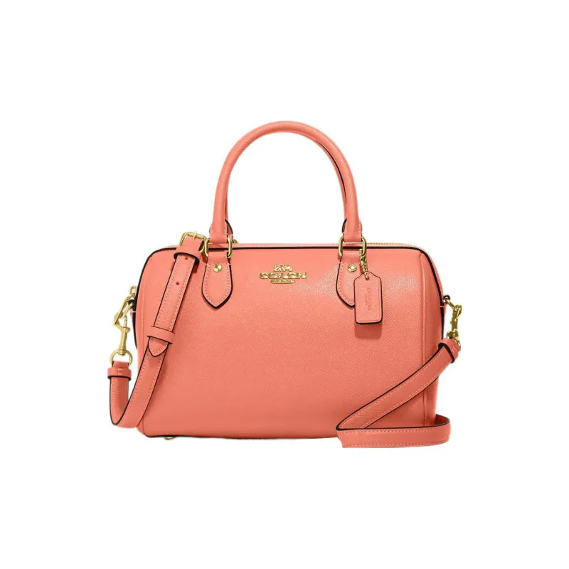 COACH Rowan Cross Grain Leather Handbag, Shoulder Bag, Crossbody Bag Medium Size Women's Coral-0