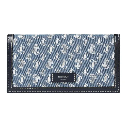 Jimmy Choo Denim With Genuine Leather Trim Wallet Men's Blue