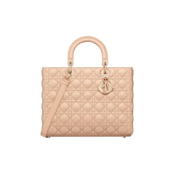 DIOR Lady Dior Sheepskin Daisie Bag Shoulder Bag Crossbody Bag Handbag Large Size Women's Sand Pink