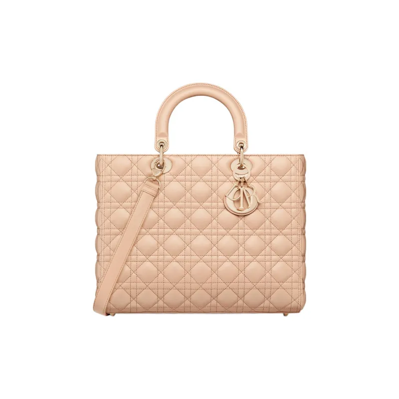 DIOR Lady Dior Sheepskin Daisie Bag Shoulder Bag Crossbody Bag Handbag Large Size Women's Sand Pink-0