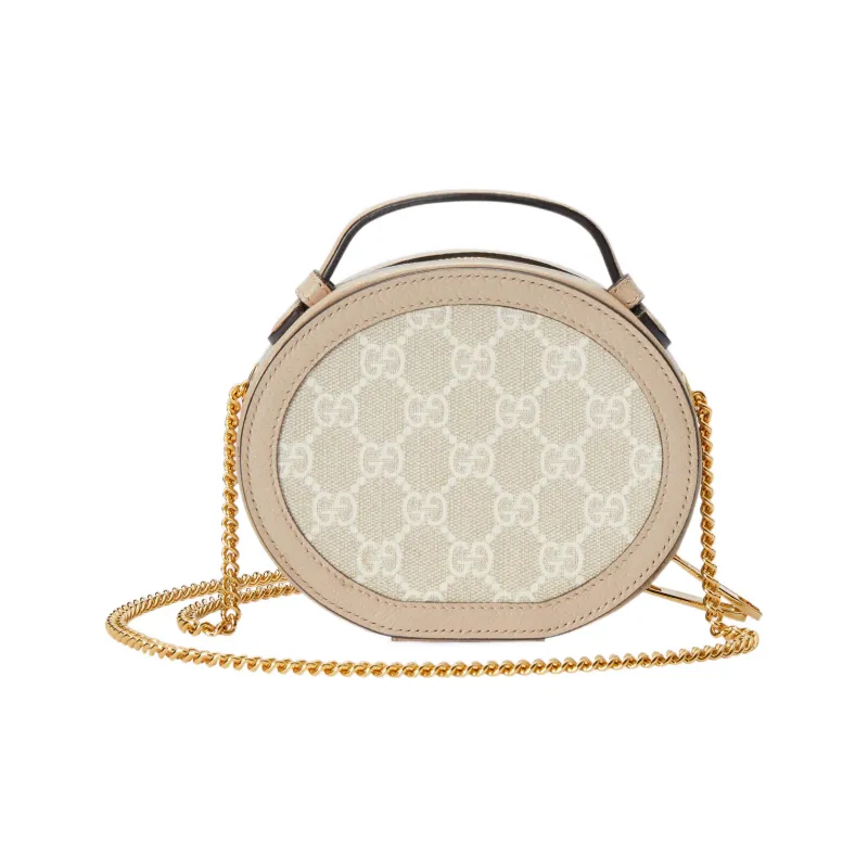 GUCCI Ophidia Canvas With Leather Handbag Shoulder Bag Crossbody Bag Mini Women's Beige & White-3