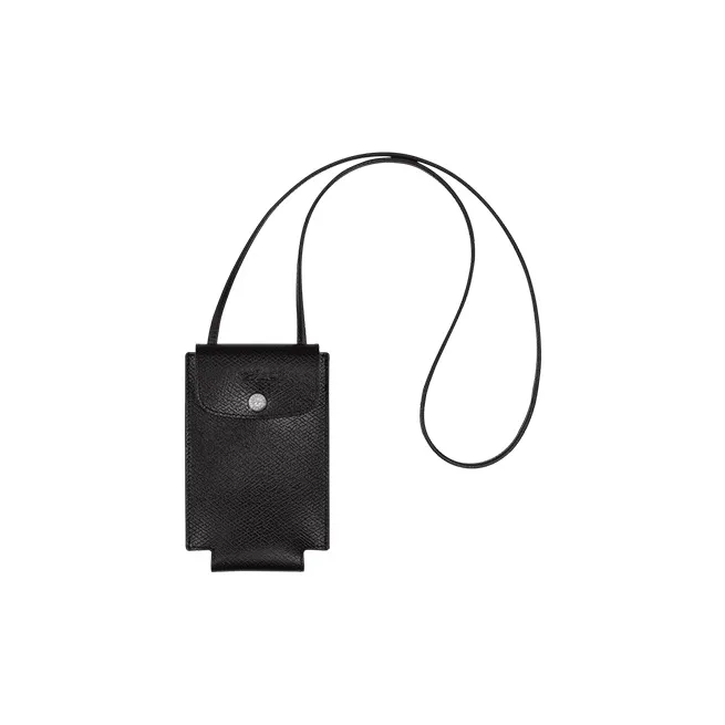 LONGCHAMP Le Pliage Green Cow Leather One Shoulder Crossbody Cell Phone Pouch Regular Women's Black-0