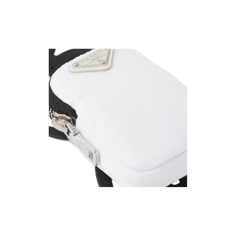 PRADA Recycled Nylon Patchwork Fabric Cell Phone Pouch Women's White-3