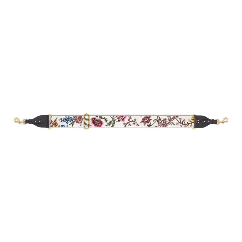 DIOR Embroidered Cow Leather Patchwork Shoulder Strap Bag Straps Women's Multicolor-1