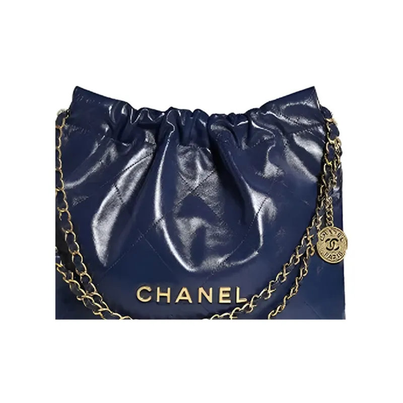 CHANEL 22Bag Smooth Finish Calfskin Tote Bag Shopping Bag Handbag Shoulder Bag Crossbody Bag Small Size Women's Navy-3