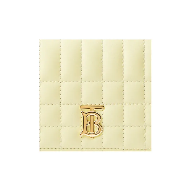Burberry Lola Lola Bag Lambskin Combined With Cow Leather Card Holder Wallet Card Clip Small Size Women's Light Yellow-4