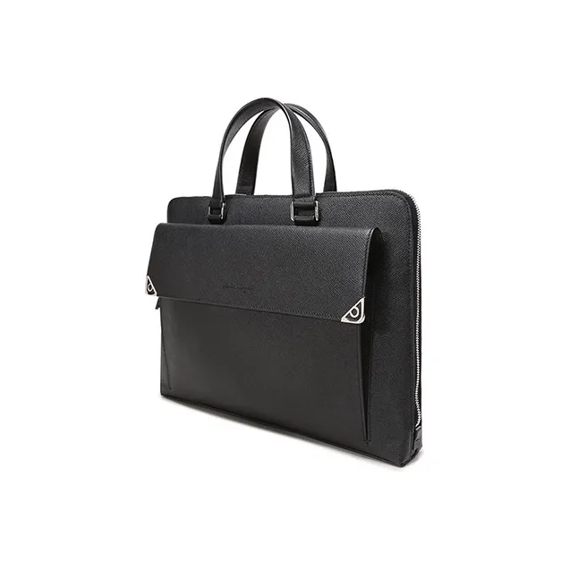 FERRAGAMO Cow Leather Briefcases Handbags Regular Men's Black-1