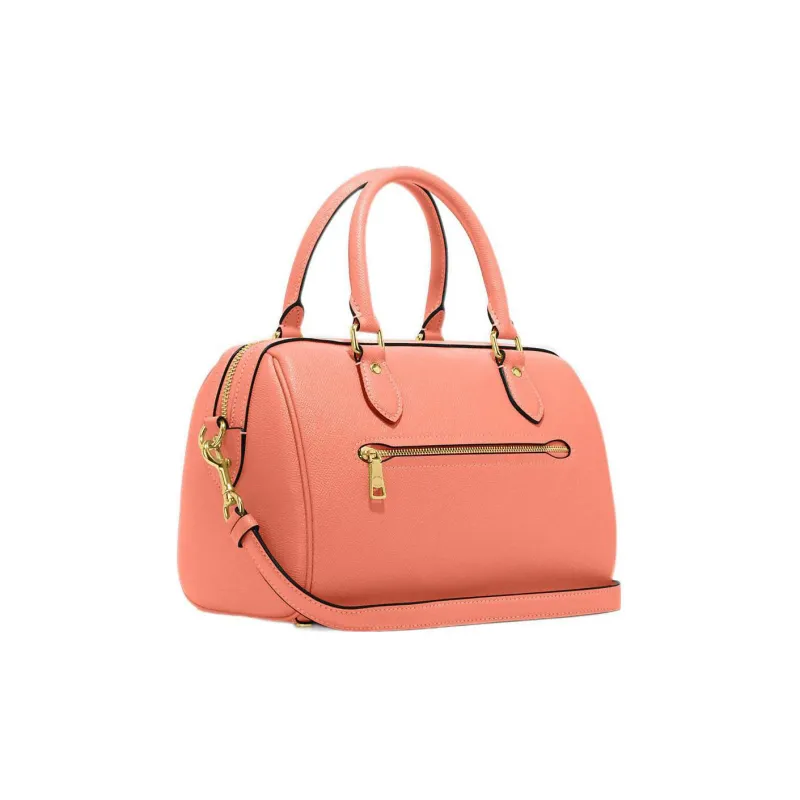 COACH Rowan Cross Grain Leather Handbag, Shoulder Bag, Crossbody Bag Medium Size Women's Coral-1