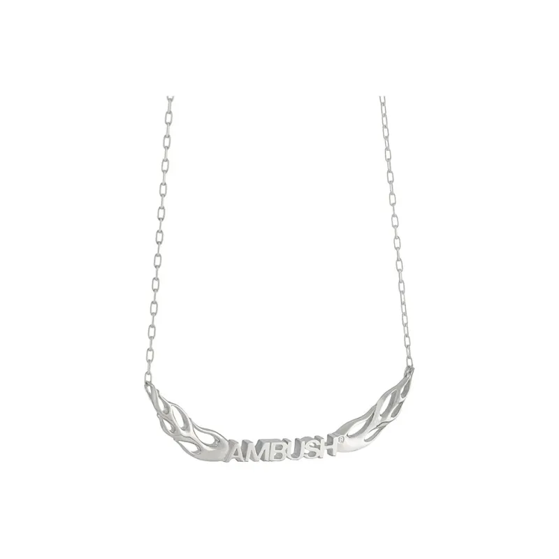AMBUSH Sterling Silver Flames Logo Necklace-0
