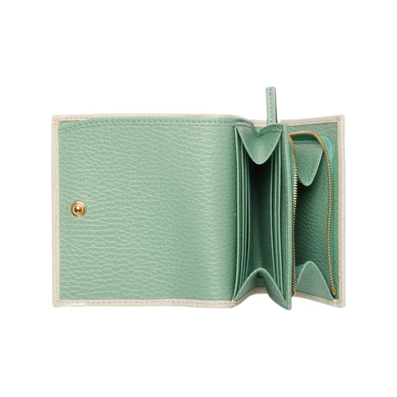 GUCCI GG Marmont Leather Wallet Medium Size Women's White/Mint Green-4