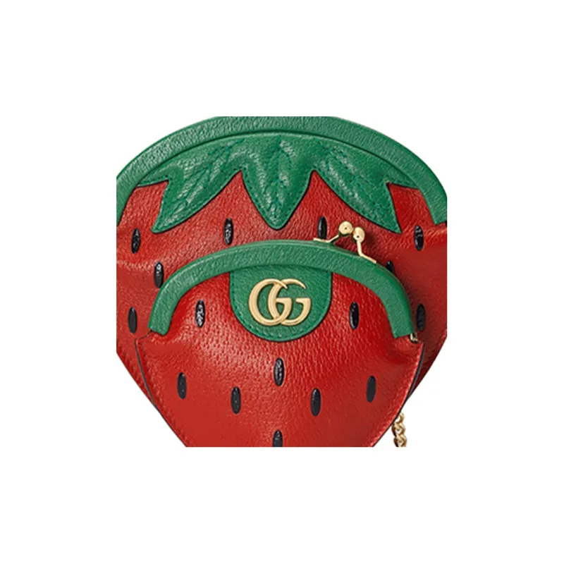 GUCCI Leather Shoulder Bag Crossbody Bag Coin Purses Mini Women's Green/Red-8