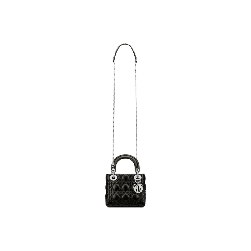 DIOR Lady Dior Lambskin Lady Dior Bag, Shoulder Bag, Crossbody Bag, Handbag Mini Women's Black-4