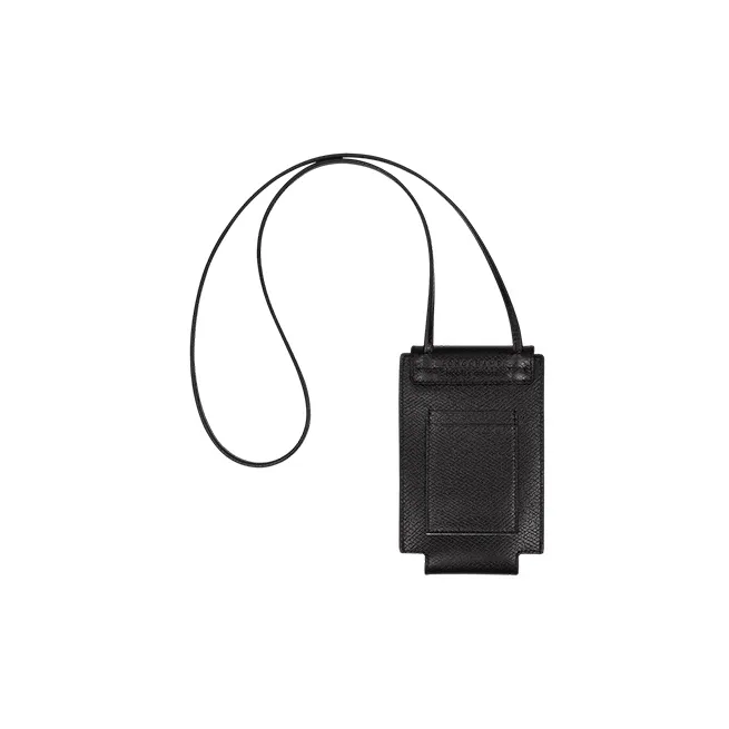 LONGCHAMP Le Pliage Green Cow Leather One Shoulder Crossbody Cell Phone Pouch Regular Women's Black-2