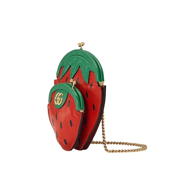 GUCCI Leather Shoulder Bag Crossbody Bag Coin Purses Mini Women's Green/Red-2