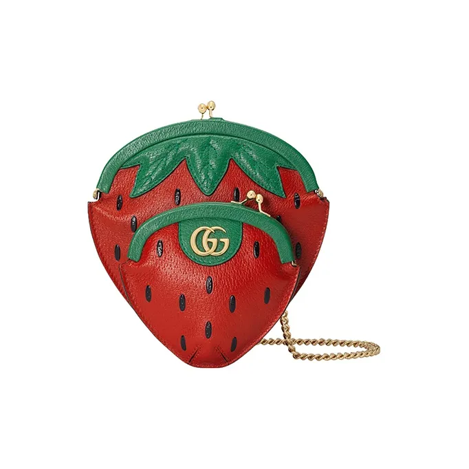 GUCCI Leather Shoulder Bag Crossbody Bag Coin Purses Mini Women's Green/Red-0
