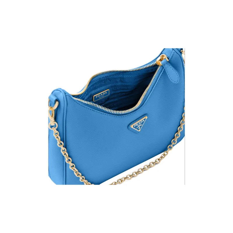 PRADA Re Edition Saffiano Leather 3 in 1 Crossbody Bag, Shoulder Bag Women's Blue-5
