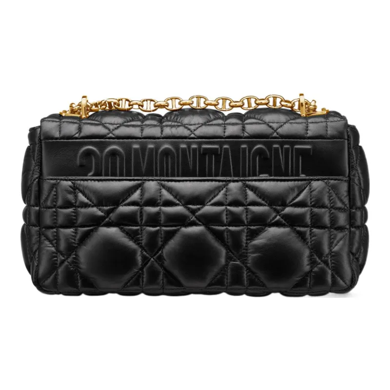DIOR Caro Cow Leather Shoulder Bag, Crossbody Bag Medium Size Women's Black-2