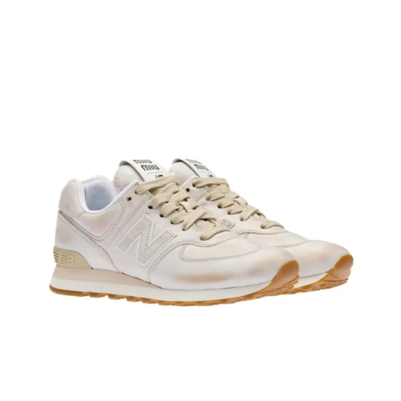 New Balance x MIU MIU NB 574 Slip-Resistant Low-Top Casual Shoes Women's White-1