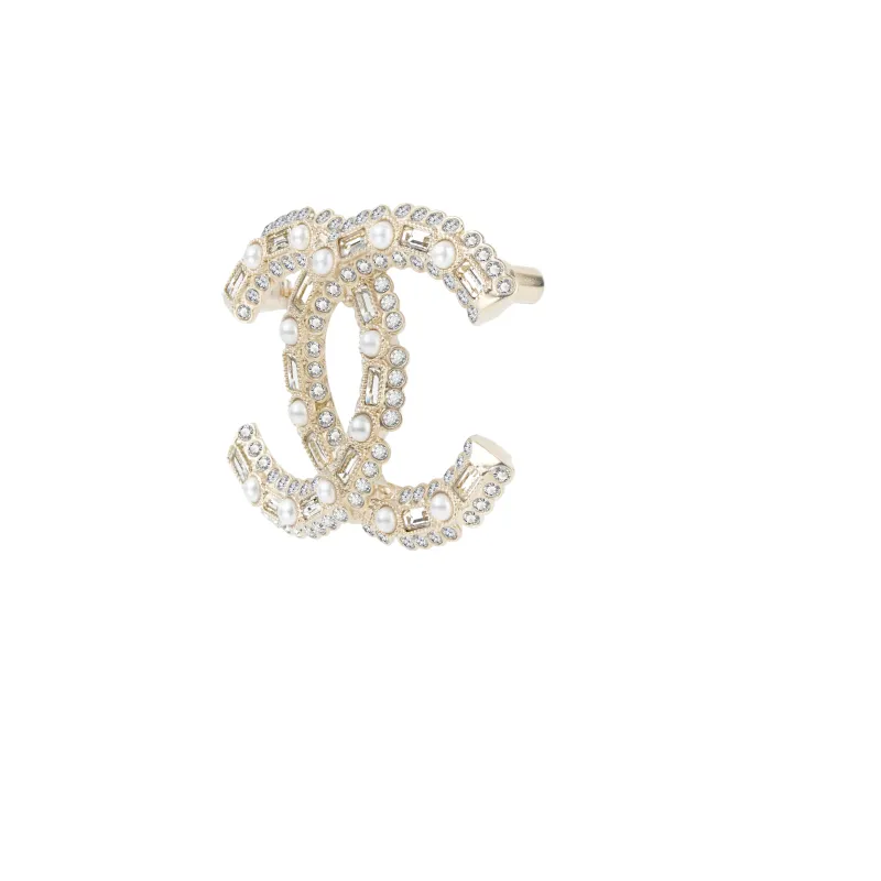 CHANEL Colored Glaze Rhinestone Brooches Women's Gold-1