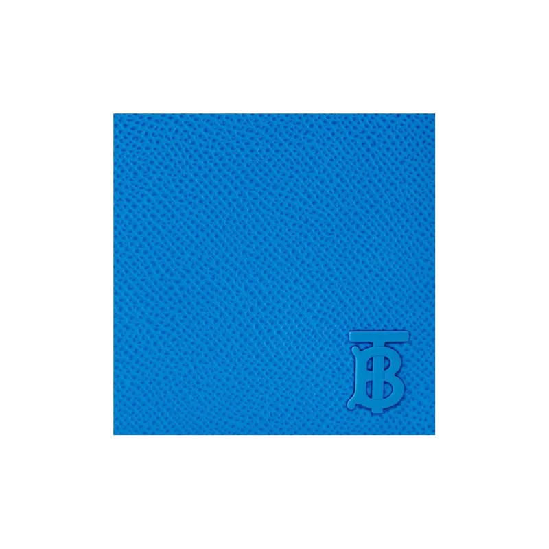 Burberry Grain Leather Card Holder Wallet Men's Blue-4