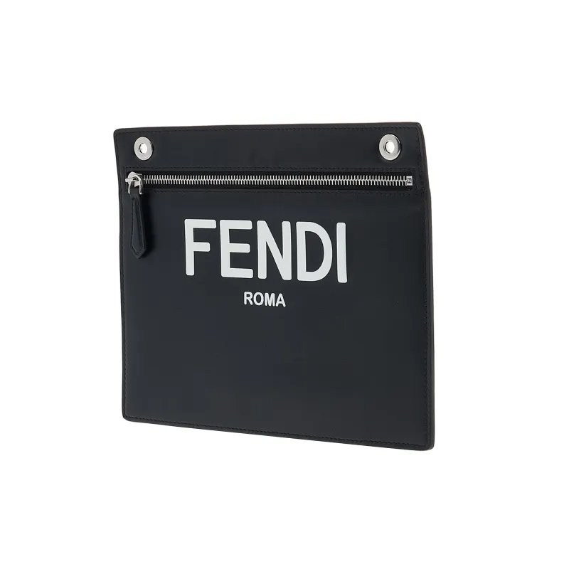 FENDI Peekaboo ISeeU Cow Leather Clutch Regular Women's Black-1