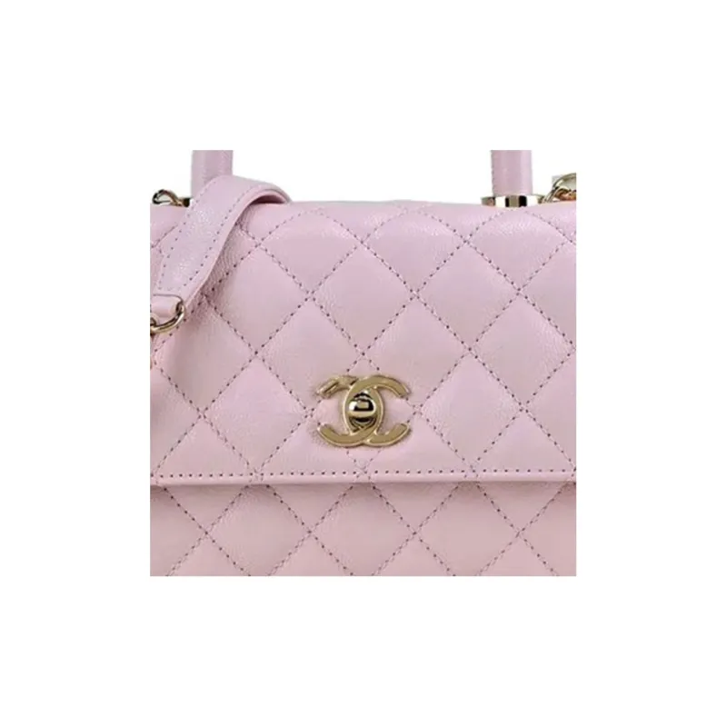 CHANEL Coco Handle Caviar Cow Leather Handbag Trumpets Women's Cherry Blossom Pink-3