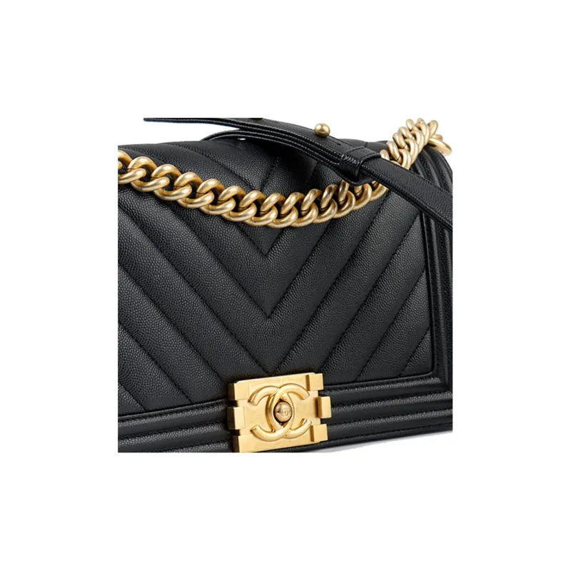 CHANEL Leboy Cow Leather Shoulder Bag, Crossbody Bag Medium Size Women's Black-3