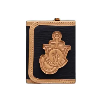 Moncler Leather Card Holder Wallet Women's Black/Brown