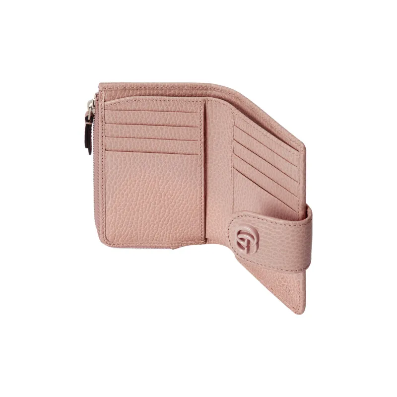 GUCCI GG Marmont Leather Card Clip Card Holder Women's Pink-3