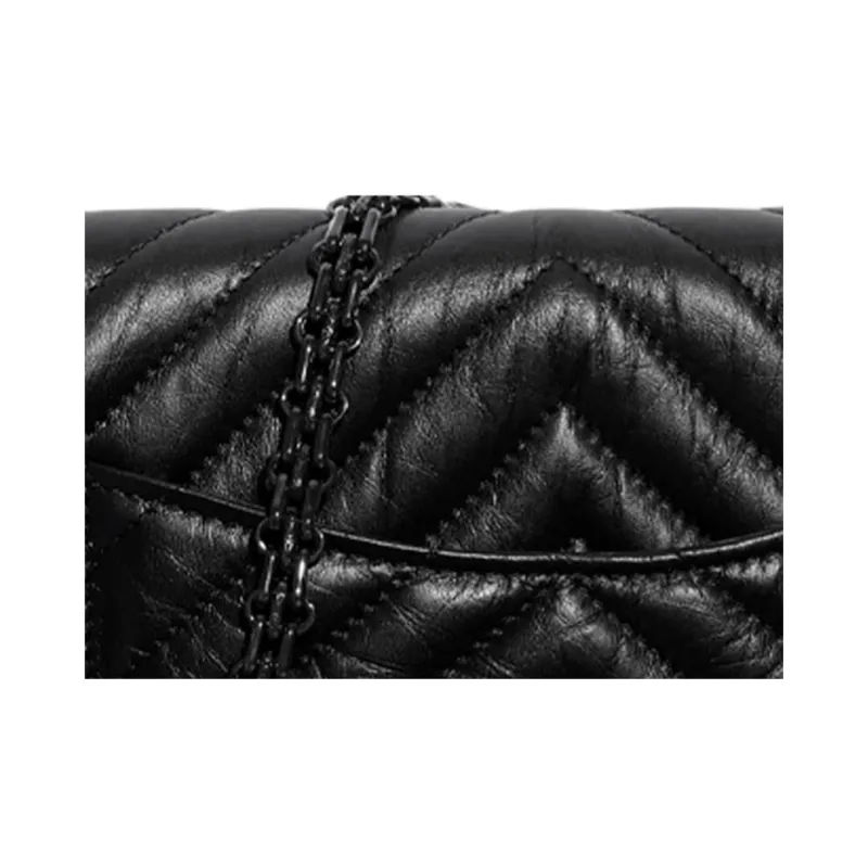 CHANEL Cow Leather Wallet, Shoulder Bag Women's Black-4
