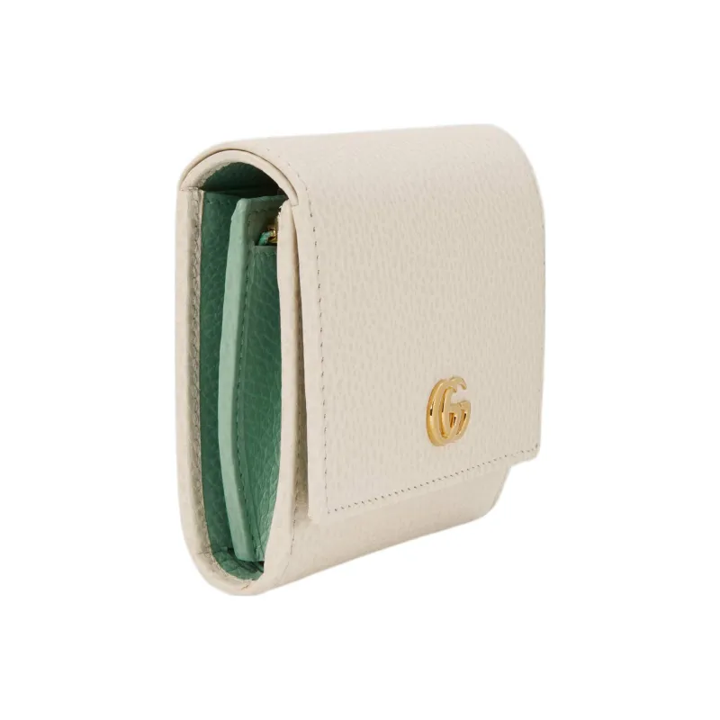 GUCCI GG Marmont Leather Wallet Medium Size Women's White/Mint Green-1