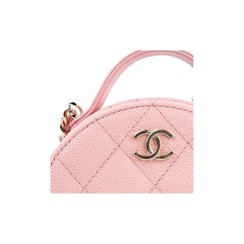CHANEL 22c Early Spring Embossed Calfskin With Grains Round Bag Shoulder Bag Crossbody Bag Handbag Women's Pink-4