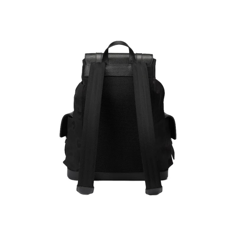GUCCI Canvas With Leather Backpack Large Size Men's Black-2