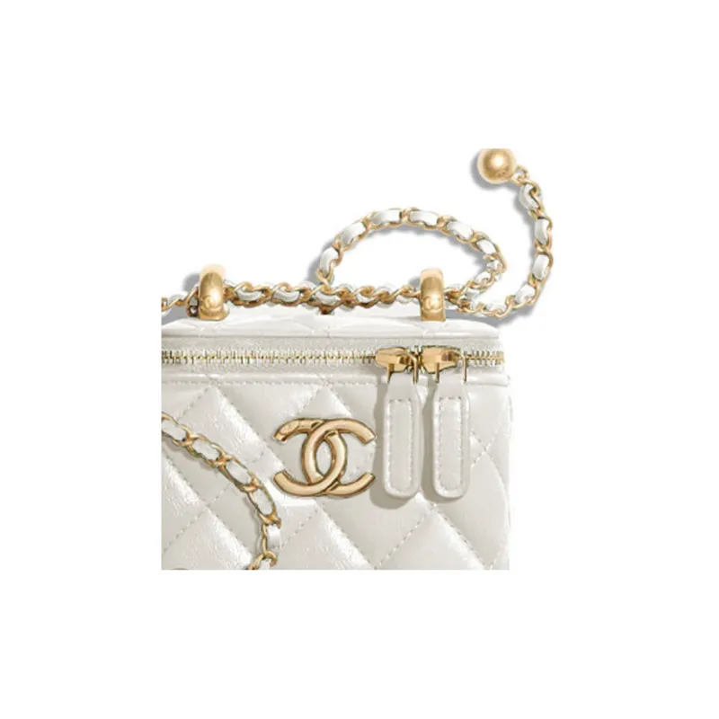 CHANEL Calfskin Box Bag, Flap Bag, Coin Purse, Shoulder Bag, Crossbody Bag Trumpets Women's White-1