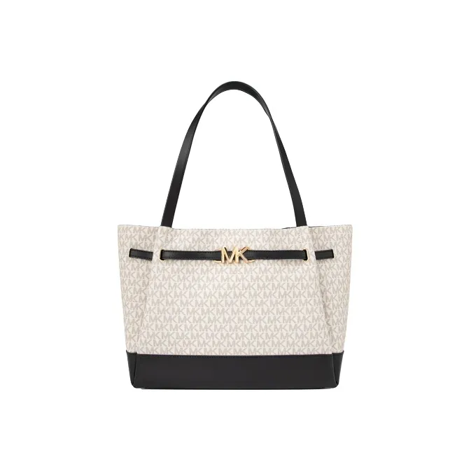 MICHAEL KORS Artificial Leather Tote Bag, Shopping Bag, Shoulder Bag, Handbag Tubas Women's Vanilla White/Black-0