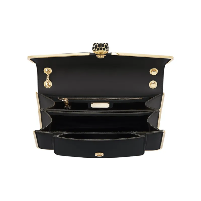 BVLGARI Serpenti Forever Calfskin Crossbody Bag Shoulder Bag Women's Black-3