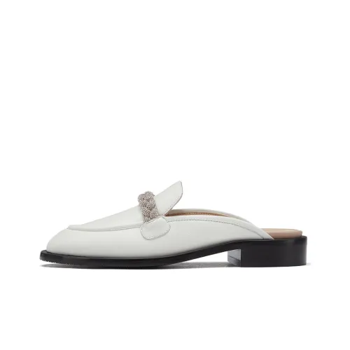 Stuart Weitzman/SW High Shine Wrap-toe Slippers Women's White
